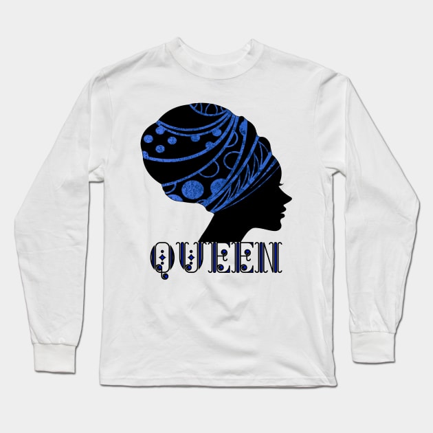 WOMEN Empowerment Black Queen Blue Long Sleeve T-Shirt by SartorisArt1